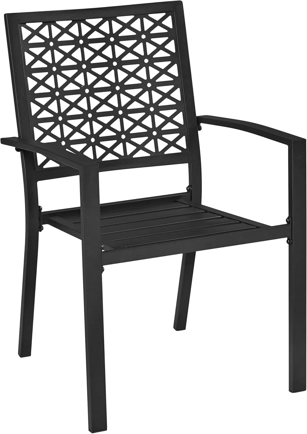 Yaheetech Outdoor Patio Dining Chairs Set of 4 with Armrests and Metal Frame, Heavy-Duty Metal Black Outdoor Chairs Stackable for Garden, Lawn and Yard