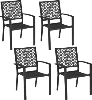 Yaheetech Outdoor Patio Dining Chairs Set of 4 with Armrests and Metal Frame, Heavy-Duty Metal Black Outdoor Chairs Stackable for Garden, Lawn and Yard