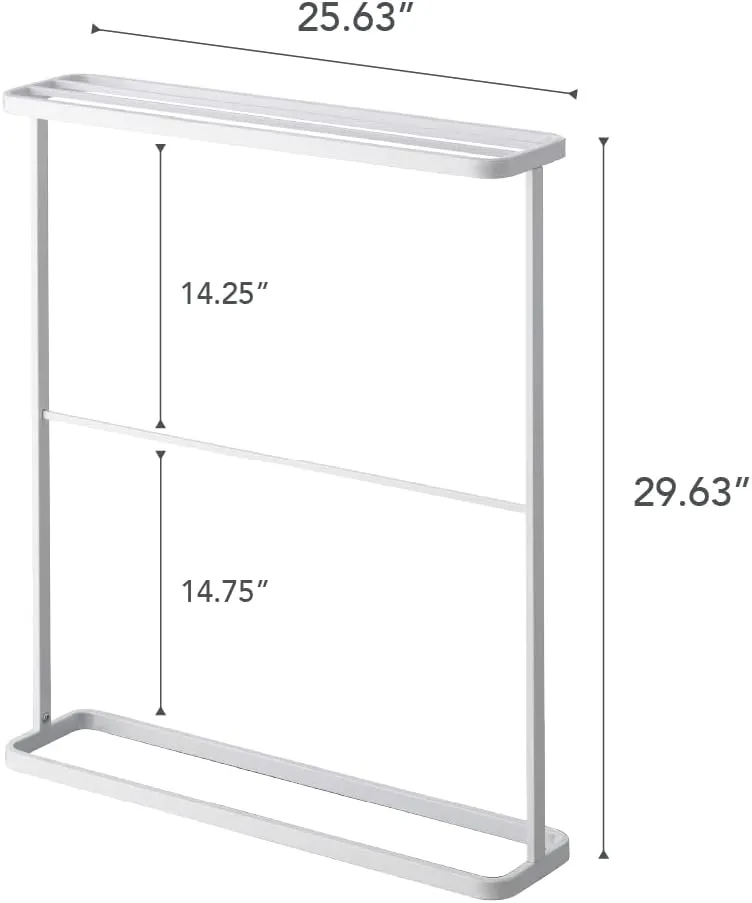 Yamazaki Home Bath Towel Hanger - Bathroom Organizer Storage Holder Dry Rack Steel One Size White