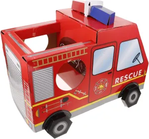 YARNOW Wearable Cardboard Fire Truck Costume for Lightweight DIY Role Play for Outdoor Games and Birthday Parties Safe and Easy Assembly