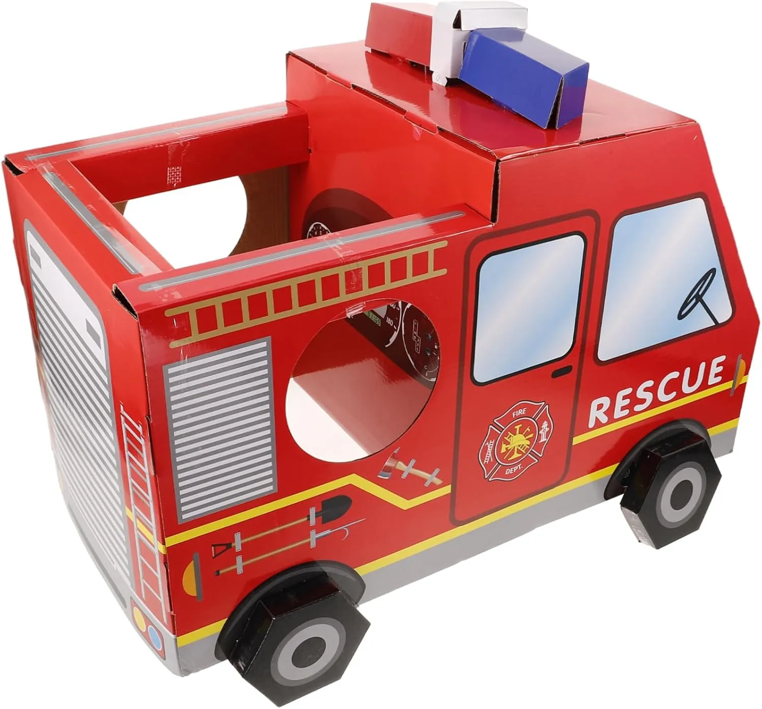 YARNOW Wearable Cardboard Fire Truck Costume for Lightweight DIY Role Play for Outdoor Games and Birthday Parties Safe and Easy Assembly