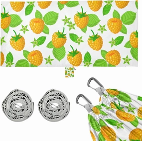 Yellow Raspberries Fruits Camping Hammock with Tree Straps, Portable Lightweight Parachute Hammocks Camping Accessories Gear for Indoor Outdoor Backpacking Travel Hiking Beach