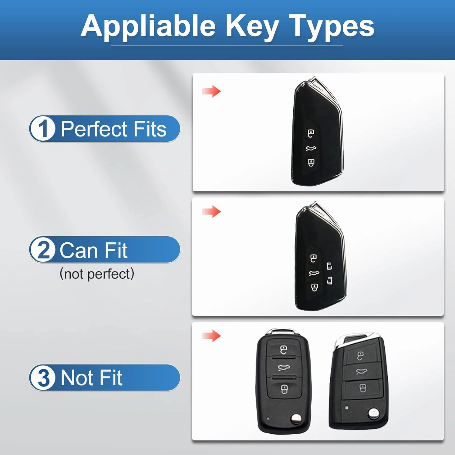 YO&YOYE Compatible withVW Volkswagen Key Fob Cover with Keychain Leather Key Protector