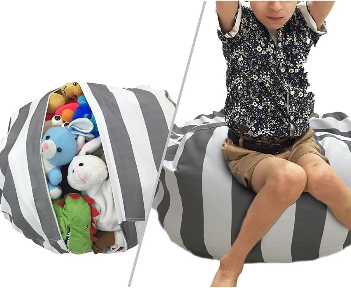 Zerodeko Children Toys Storage Bag with Zipper Extra Large Toy Storage Organizer Lightweight and Portable for Kids' Play Mat and Picnic