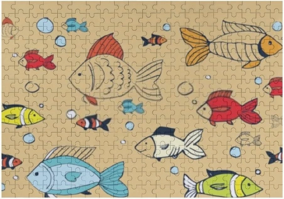 ZHONGJI Jigsaw Puzzle Colorful Cartoon Fish Educational Intellectual Decompressing Fun Game Artwork Fit Together Perfectly Adults Teens Kids 1000PCS
