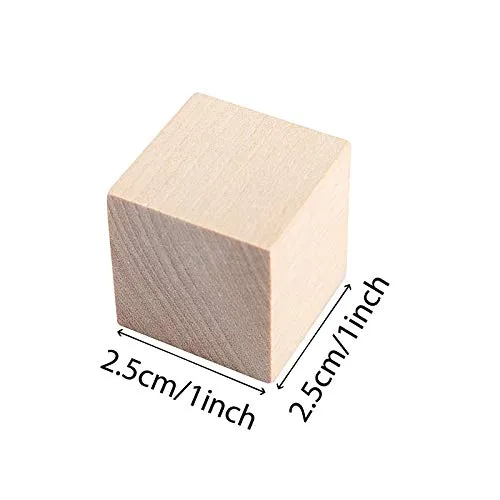 ZOENHOU 300 PCS 1 Inch Wooden Cubes, Premium Natural Solid Wood Unfinished Wooden Block Set for Painting Decorating Crafting DIY Projects