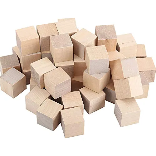 ZOENHOU 300 PCS 1 Inch Wooden Cubes, Premium Natural Solid Wood Unfinished Wooden Block Set for Painting Decorating Crafting DIY Projects